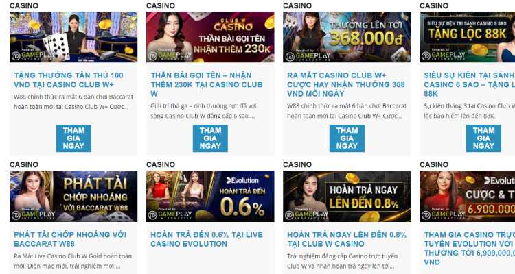 khuyến mãi casino W88